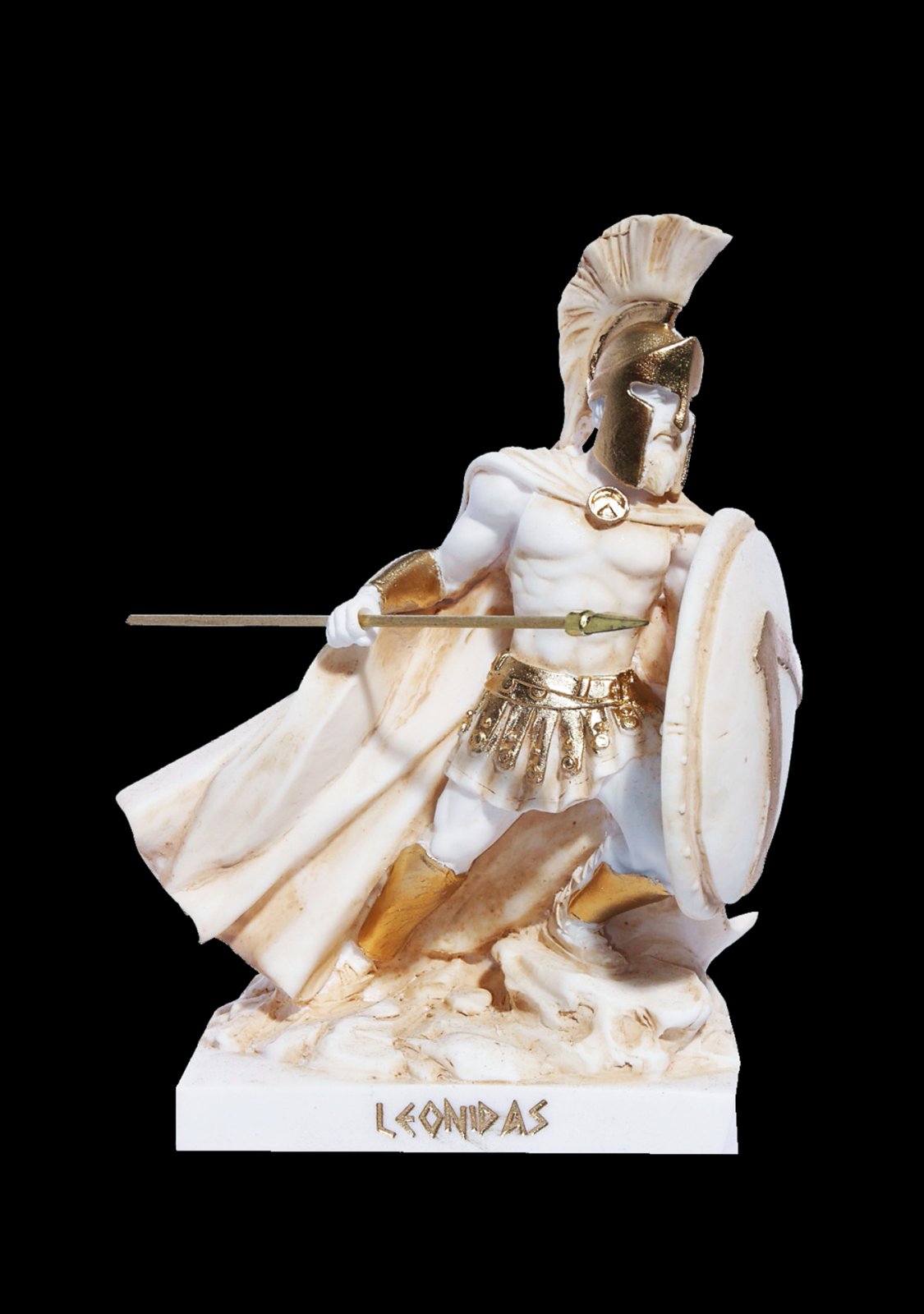 Leonidas Greek King of Ancient city-state Sparta Handmade and Hand Painted Alabaster FigurineCast Marble Sculpture 18cm-7.08inches