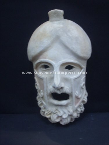 Souvenirs from Greece: Greek plaster mast sculpture of Ares the god of war Greek statues Greek masks Excellent art souvenirs from Greece handmade greek sculpture Mask of Ares, the greek god of war in greek mythology, used as a thearical mask. Special greek art decorative gifts.