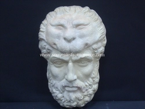 Souvenirs from Greece: Hercules greek plaster mask Greek statues Greek masks Gorgeous art souvenirs from Greece handmade greek sculpture Mask of Hercules, the renoun hero of greek mythology, used as a thearical mask. Excellent greek art decorative gifts.