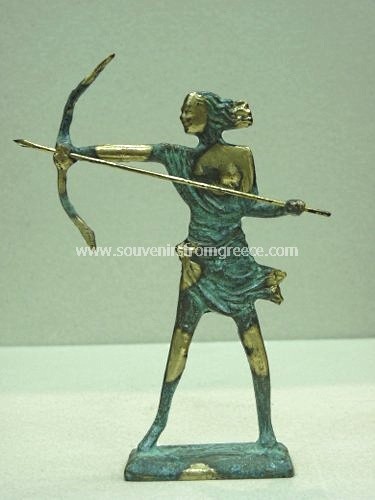 Souvenirs from Greece: Artemis greek bronze statue Greek statues Greek Busts Sculptures Marvelous art souvenir from Greece handmade greek bronze statue of Artemis, the goddess of  the hunt, wild animals,  childbirth, virginity, young girls, bringing and relieving disease in women in ancient greek mythology. The bronze sculpture depicts the goddess as a huntress carrying a bow and arrow and is a lovely decorative greek art gift.