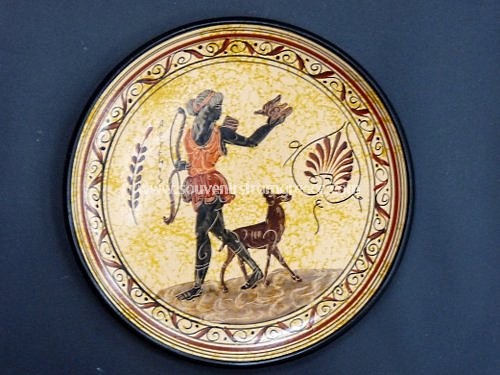 Souvenirs from Greece: Artemis the greek goddess of the hunt greek ceramic plate Greek statues Greek Busts Sculptures Exceptional free designed greek pottery, hand-painted greek ceramic plate of Artemis, the goddess of the hunt, wild animals, childbirth, virginity, young girls, bringing and relieving disease in women in ancient greek mythology. 