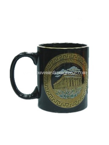 Souvenirs from Greece: Black mug with the Acropolis Greek souvenirs Greek cups and mugs Great greek souvenir, black mug with the Acropolis.