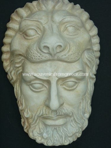 Souvenirs from Greece: Hercules small plaster greek mask Greek statues Alabaster statues Gorgeous art souvenirs from Greece handmade greek sculpture Mask of Hercules, the renoun hero of greek mythology, used as a thearical mask. Excellent greek art decorative gifts.