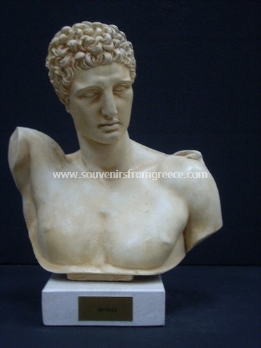 Souvenirs from Greece: Hermes of Praxiteles greek plaster bust statue Greek statues Greek Busts Sculptures Classic souvenirs from Greece, bust of Hermes the messenger of the Gods made of plaster. Replica of the original by Praxiteles exhibited now at the Olympia museum one of the most unique greek gifts.