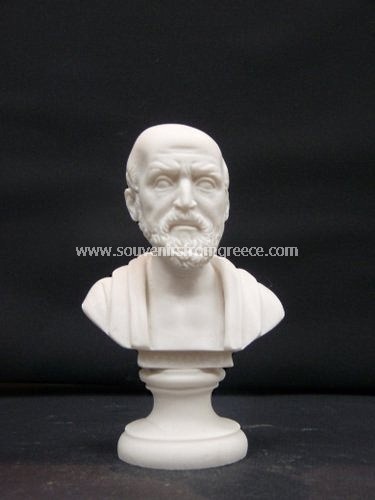 Souvenirs from Greece: Hippocrates greek alabaster bust statue Greek statues Alabaster statues Popular greek art souvenir handmade greek alabaster statue of Hippocrates, one of the most outstanding figures in the history of medicine, considered the father of western medicine. The alabaster sculpture is the ideal greek art gift for doctors or physicians.
