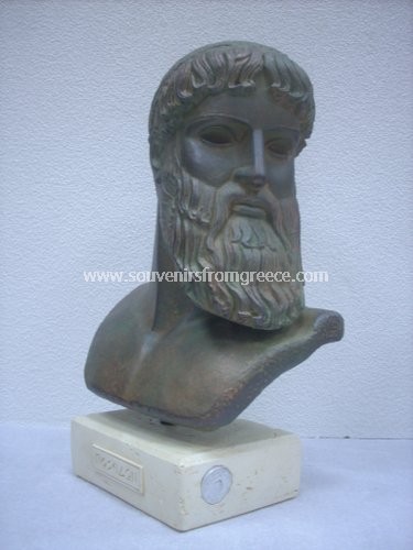 Souvenirs from Greece: Poseidon greek plaster bust statue Greek pottery Free designed pottery Magnificent greek souvenirs handmade bust of Poseidon the ancient greek god of the sea, exact replica of the exhibit found in the Athens museum. Remarkable greek gifts.