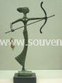 Souvenirs from Greece: Bronze statue of Arthemis the ancient greek goddess of the hunt. Greek statues Bronze statues Lovely greek souvenirs handmade greek bronze statue of Artemis, the ancient greek goddess of  the hunt, wild animals,  childbirth, virginity and young girls, bringing and relieving disease in women. The bronze sculpture sits on a marble base, depicts the goddess as a huntress carrying a bow and arrow. A special decorative greek art gift.