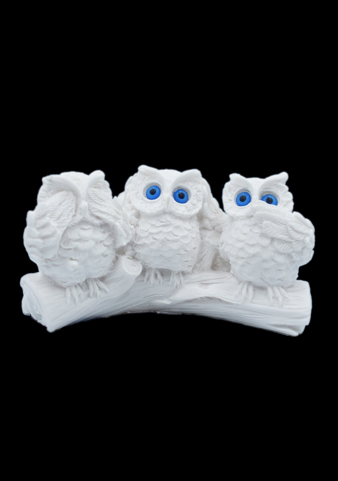 The three wise owls alabaster statue, the symbol of goddess Athena and wisdom