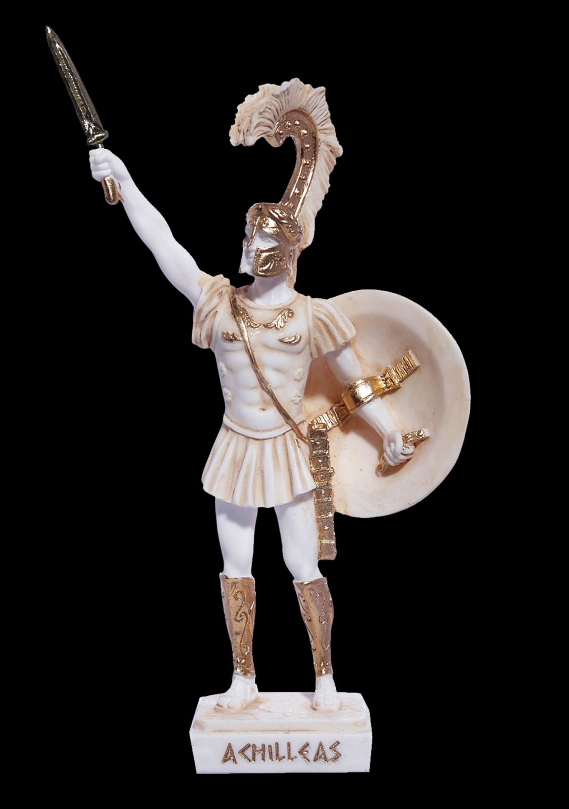 Achilles with his sword and shield, greek alabaster statue