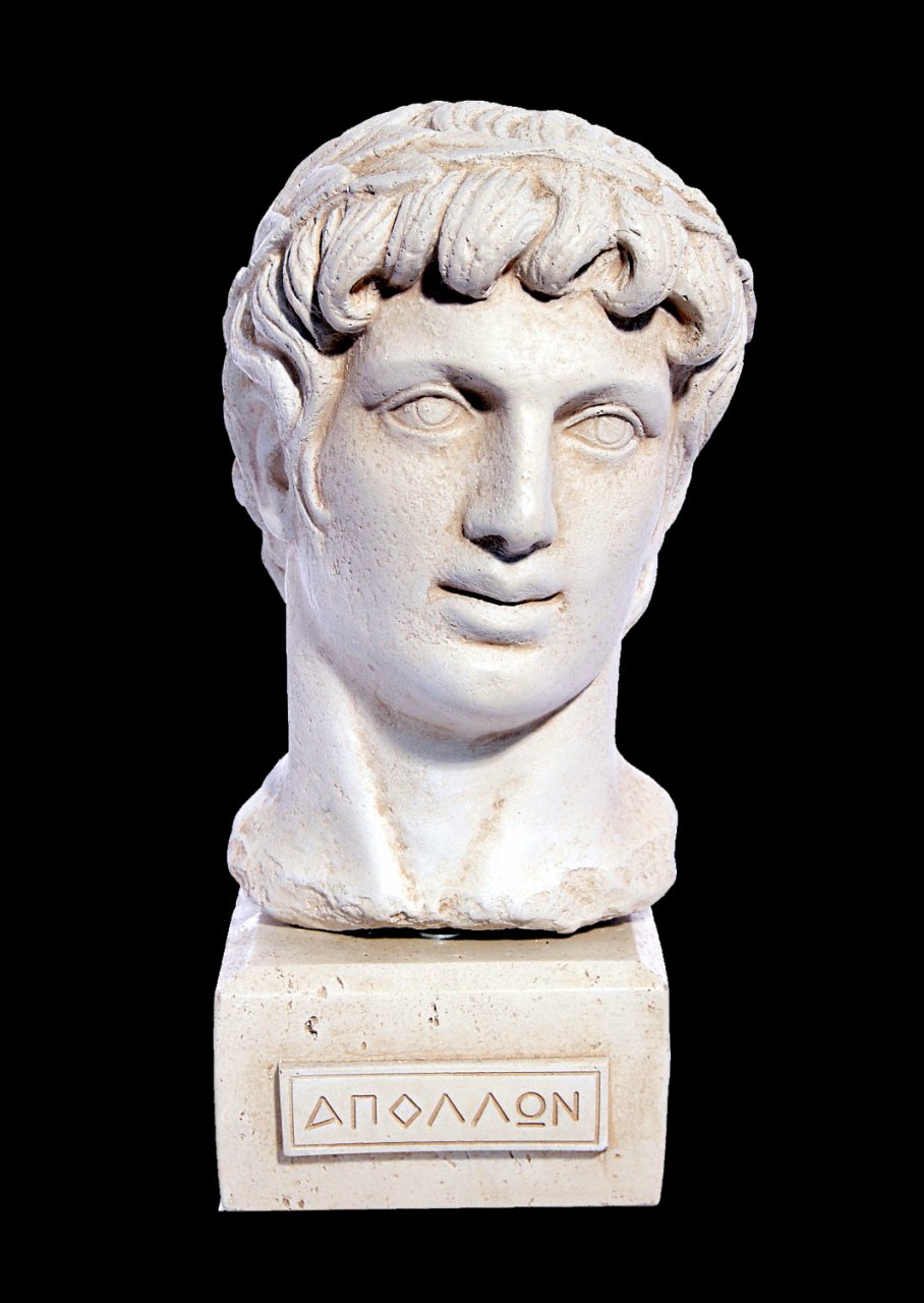 Greek plaster bust statue of Apollo