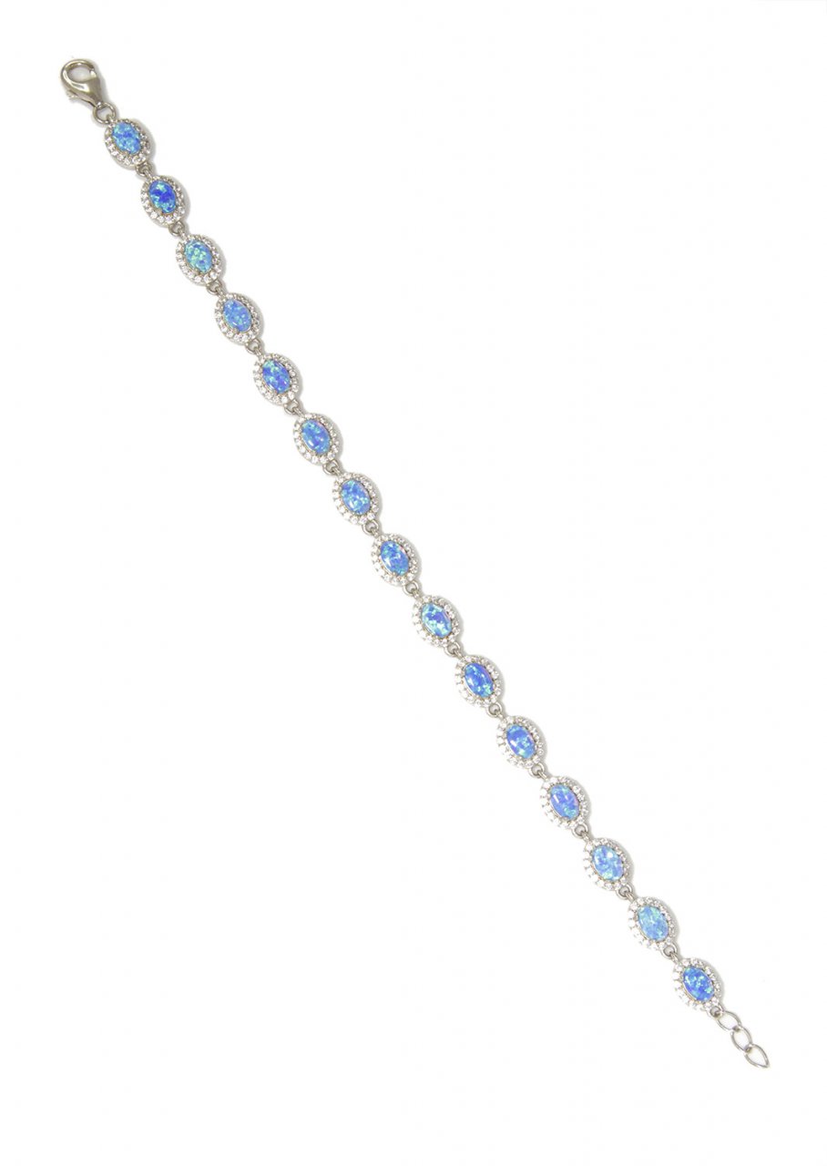 Greek silver bracelet with opal and zircon gemstones 