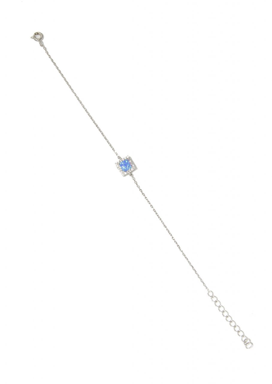 Opal and zircon gemstones greek silver bracelet