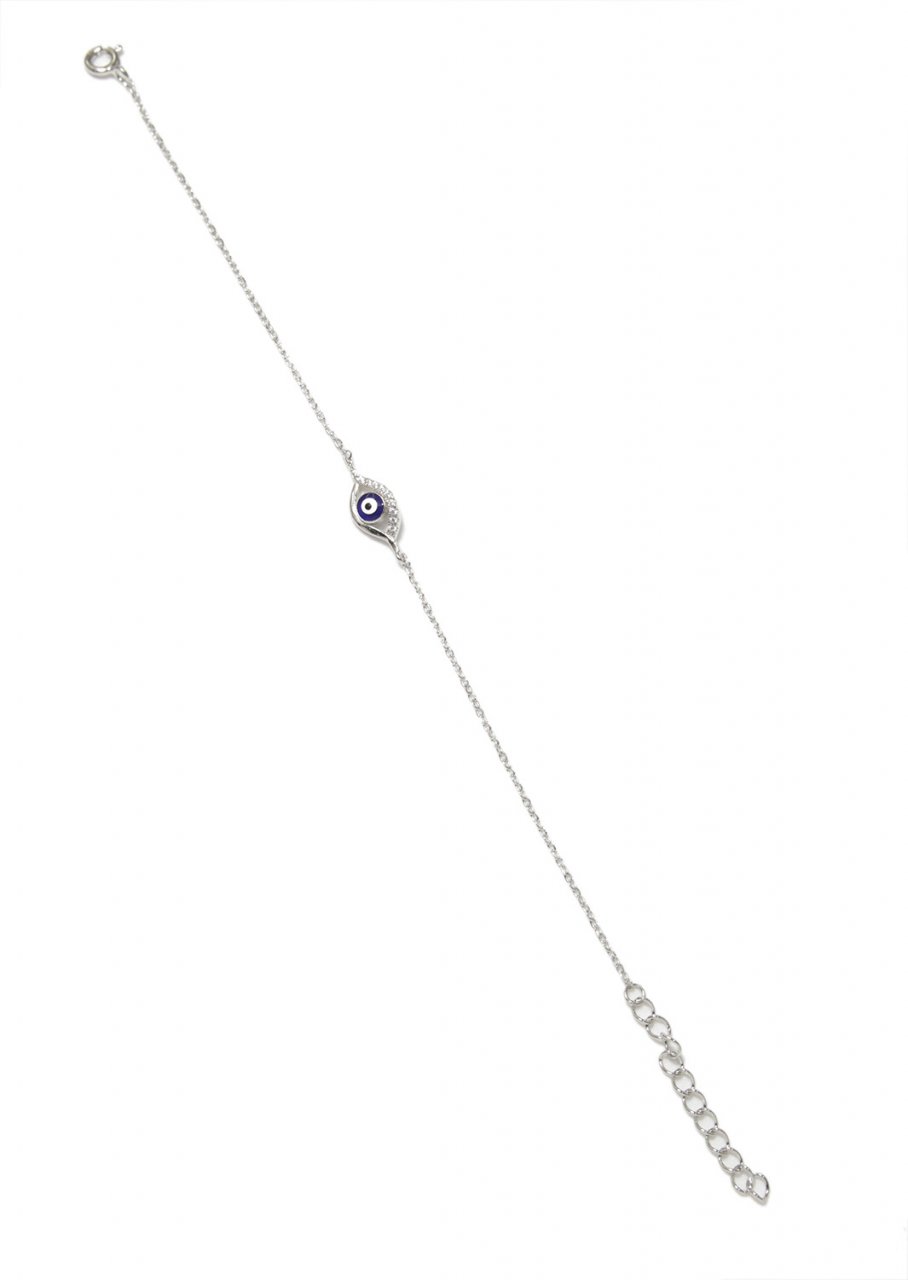 Greek evil eye silver bracelet with zircon