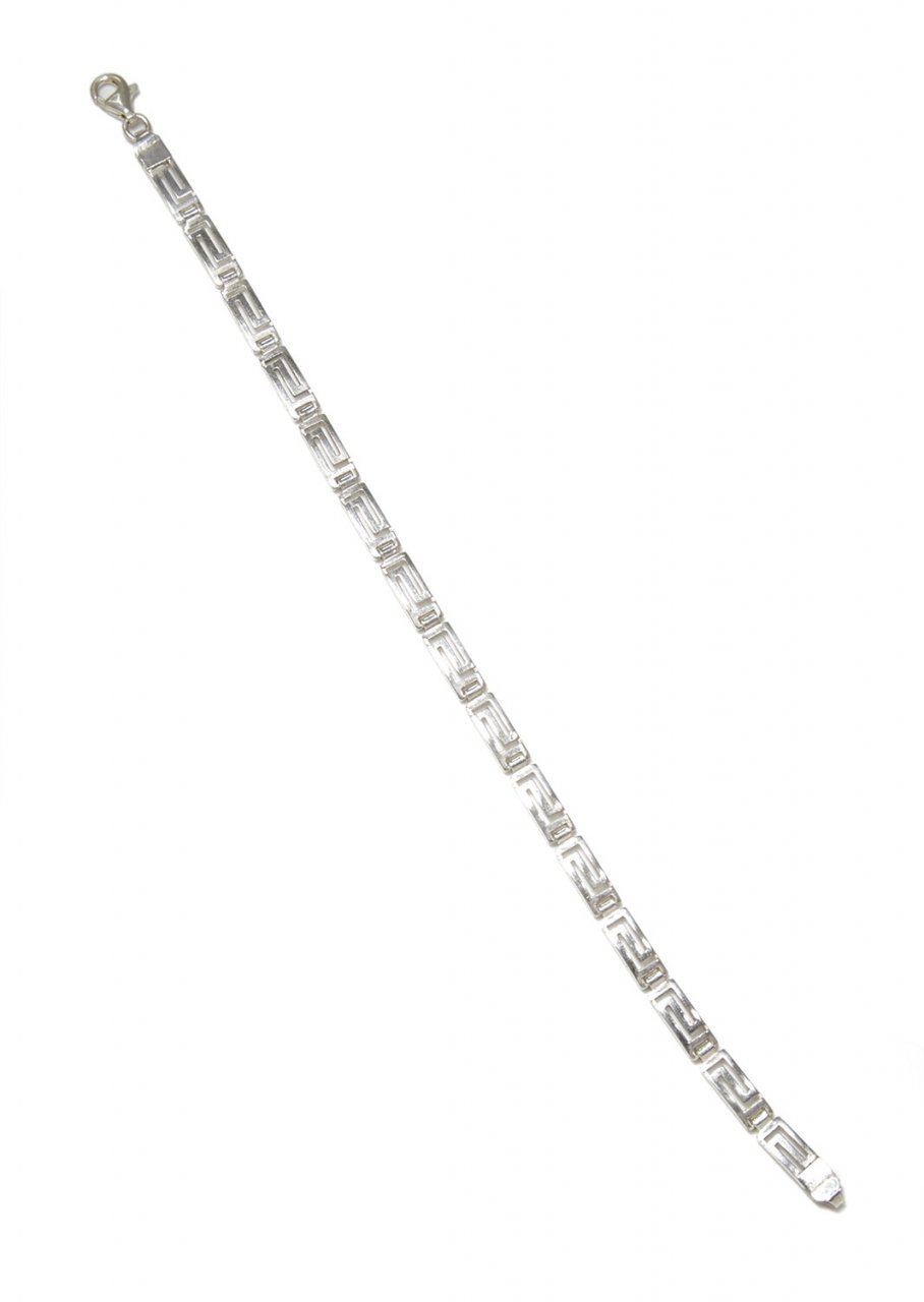 Large greek key design - meander silver bracelet