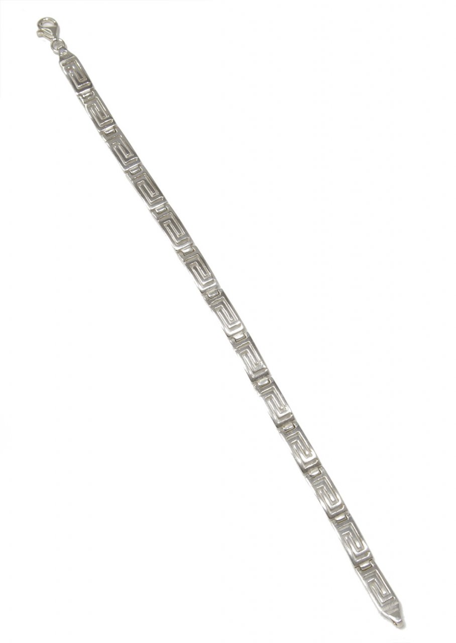 Greek key design - meander short silver bracelet