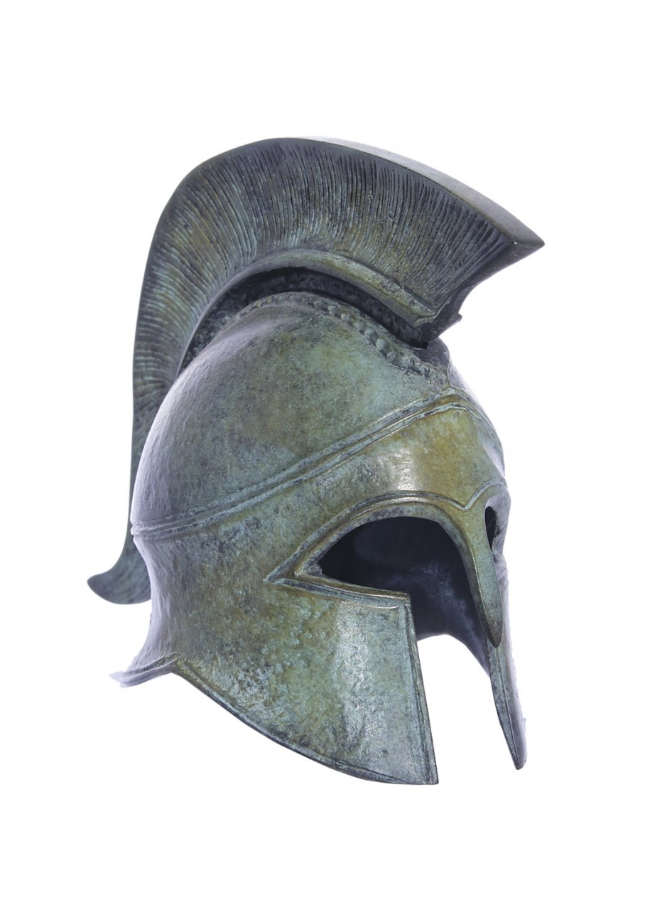 Athenian helmet greek bronze statue