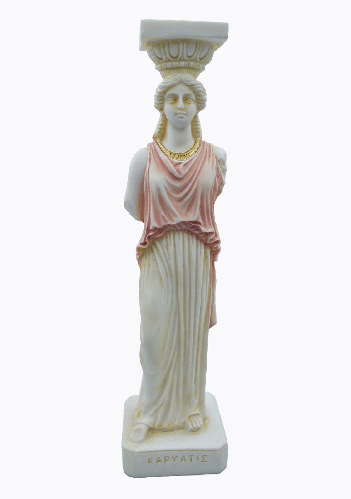 Caryatid greek alabaster statue - pink