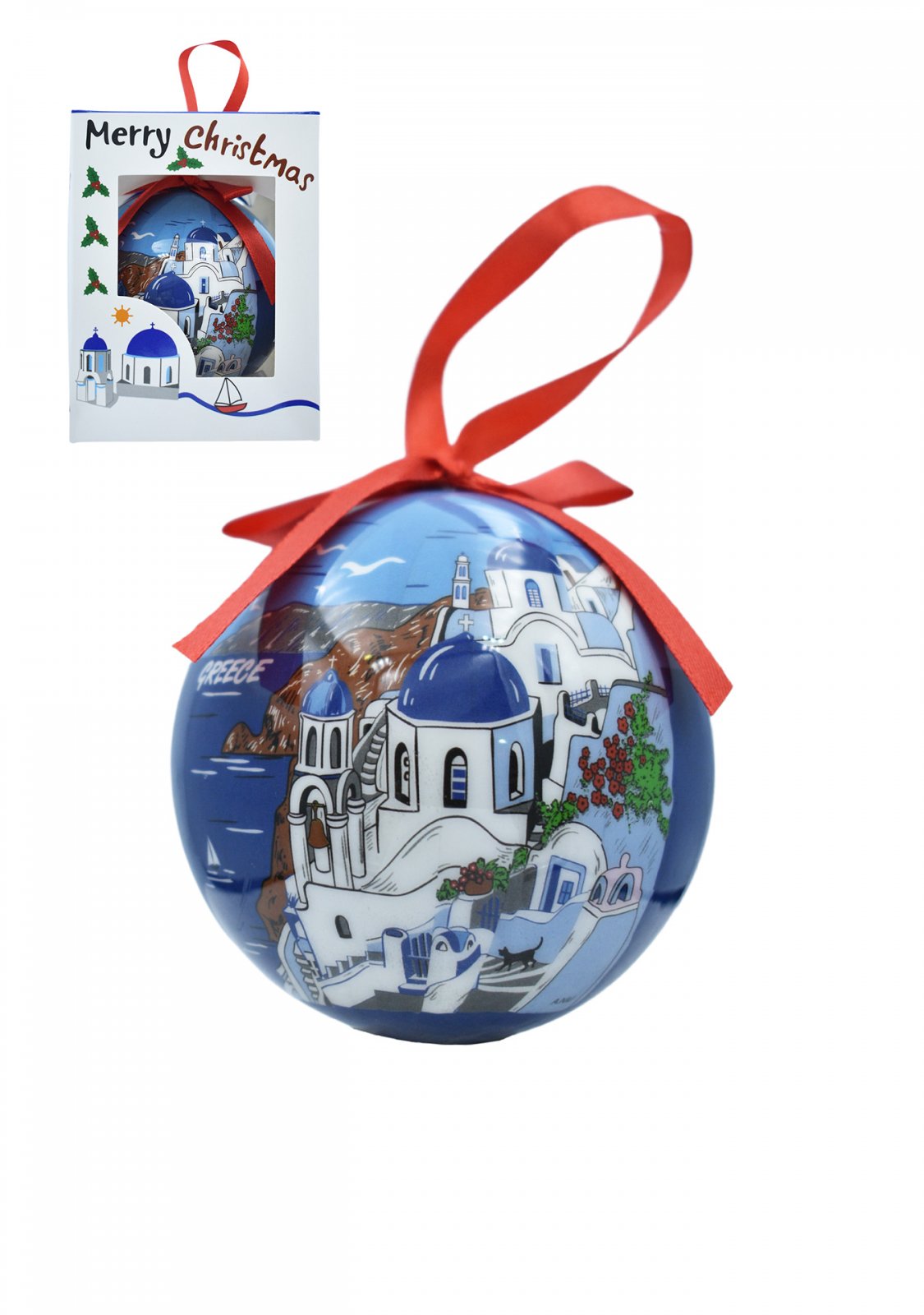 Christmas Tree Ball Santorini in a gift box