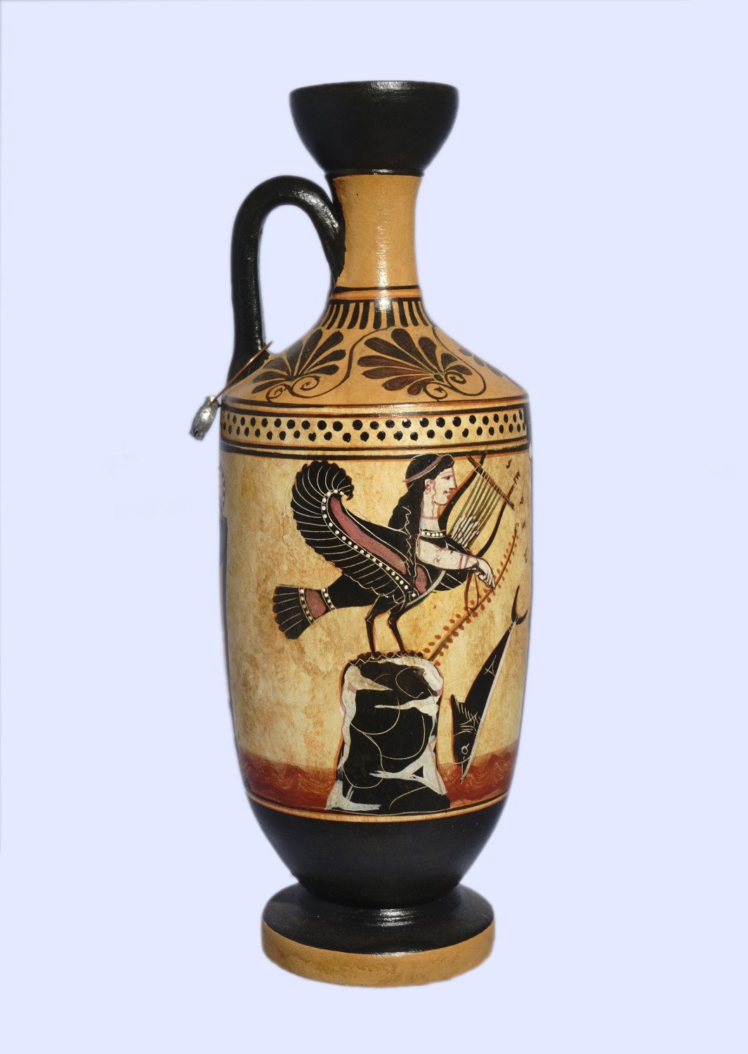 Archaic black-figure lekythos with Odysseus and the Sirens 