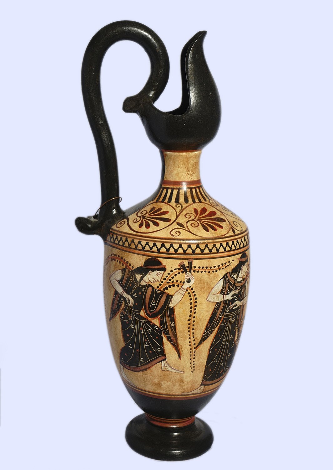 Archaic black-figure prochus with Maenads