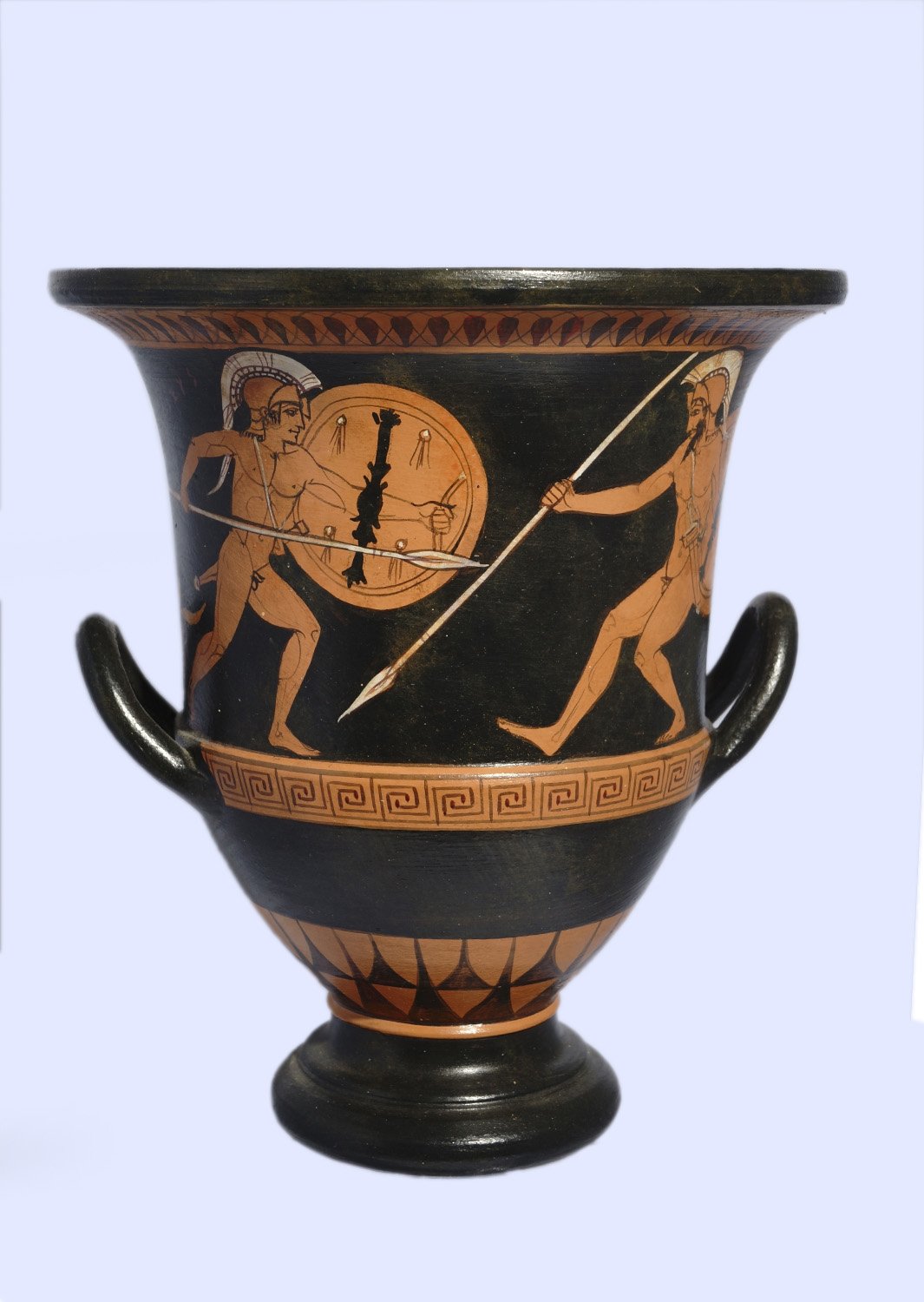 Classical red-figure crater with Achilles - Hector - Athena, greek pottery replica