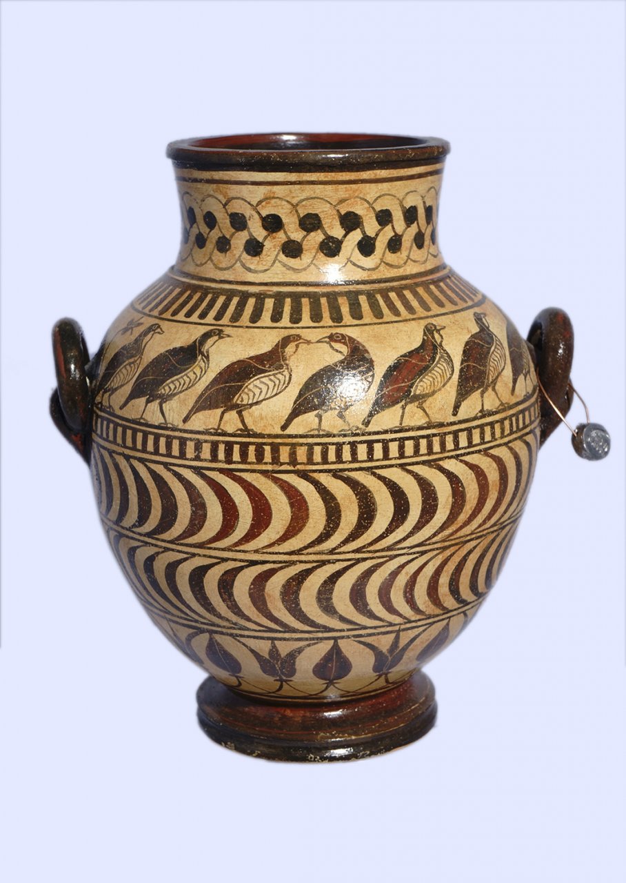 Late minoan jar decorated with birds and geometric motifs