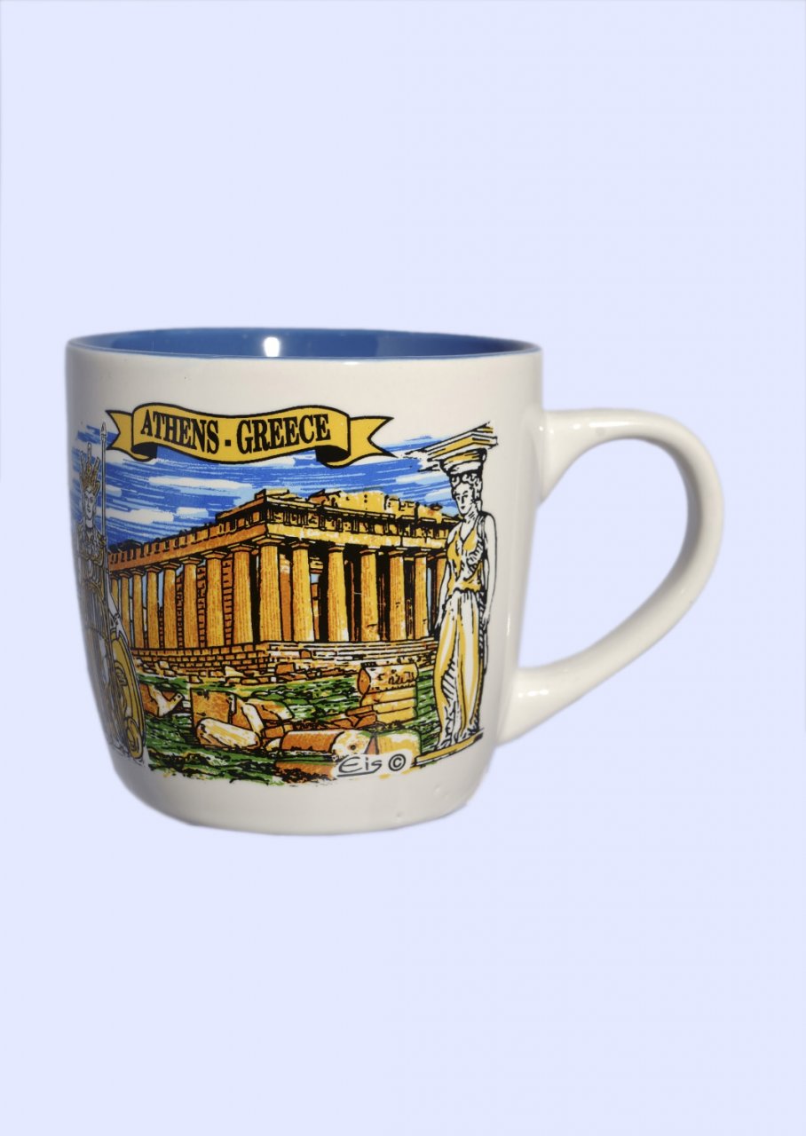 Porcelain cup with Parthenon of Acropolis in Athens