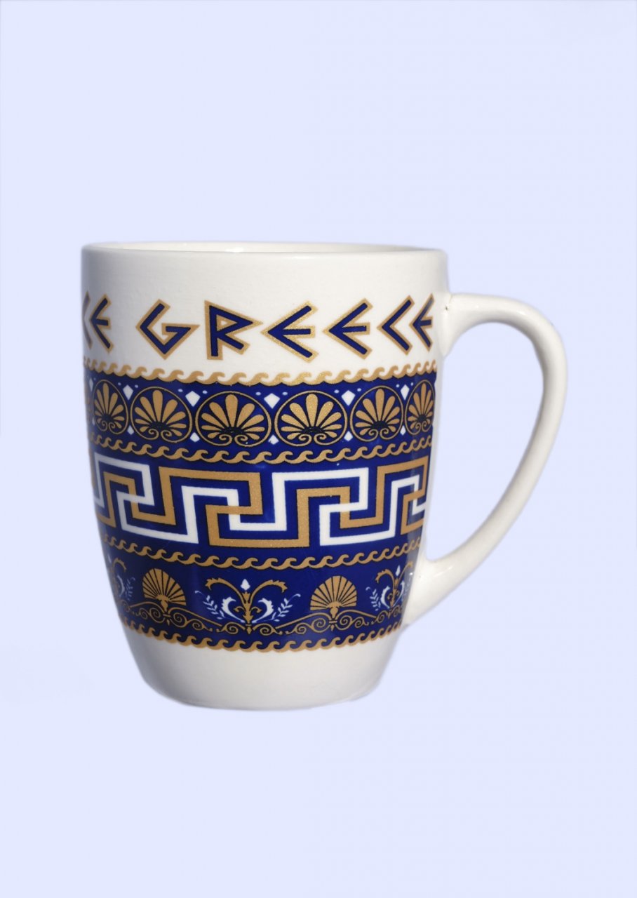 Porcelain mug with Meanders, the Greek key design