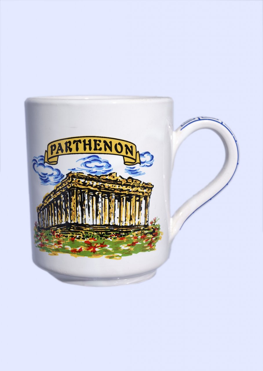 Porcelain mug with Parthenon of Acropolis in Athens