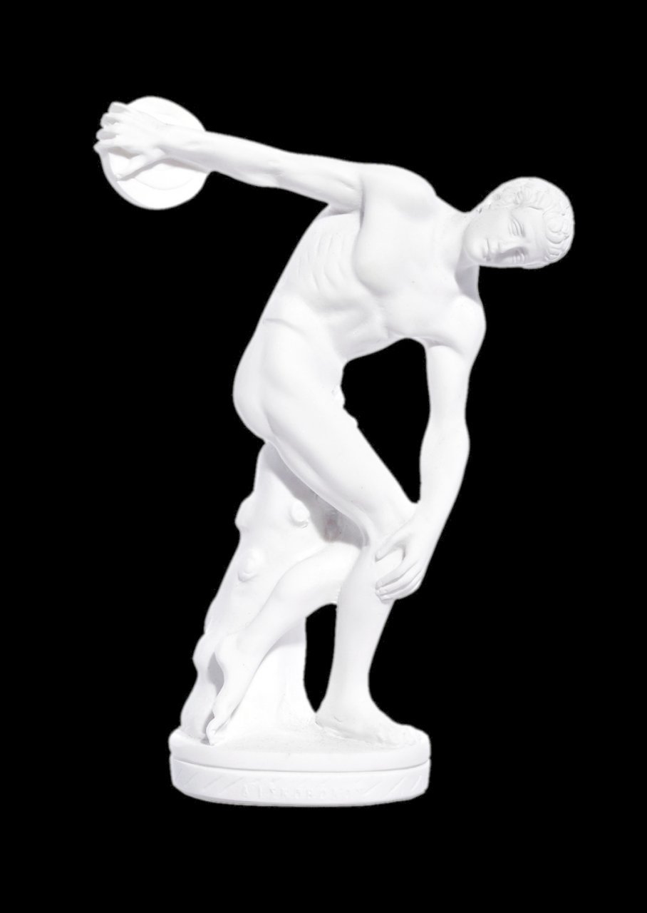 Discus thrower, Discobolus of Myron, greek alabaster statue