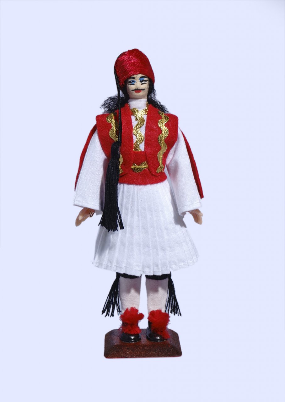 Handmade Small Tsolias Doll-Red vest
