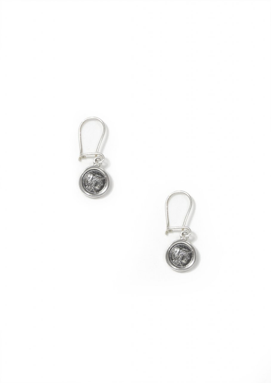 Athena goddess of wisdom thick silver drop - dangle earrings