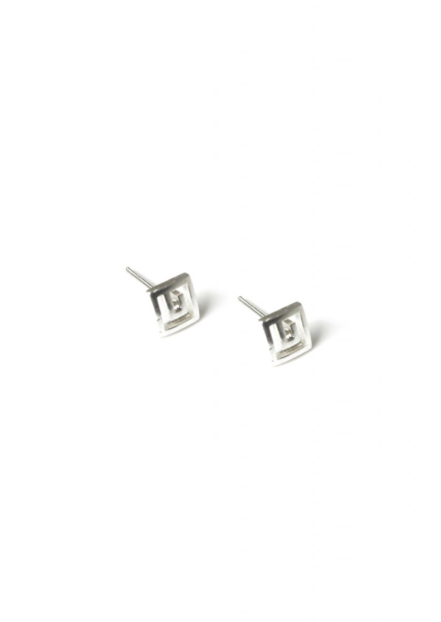 Small greek key design silver stud earrings