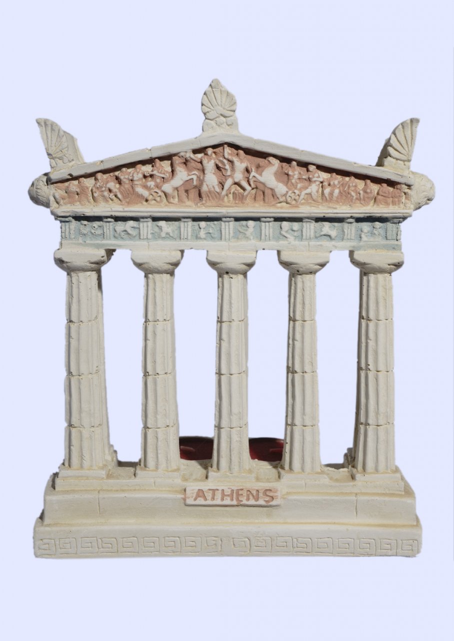 Parthenon facade of the Acropolis in Athens large plaster candlestick with acroceramo