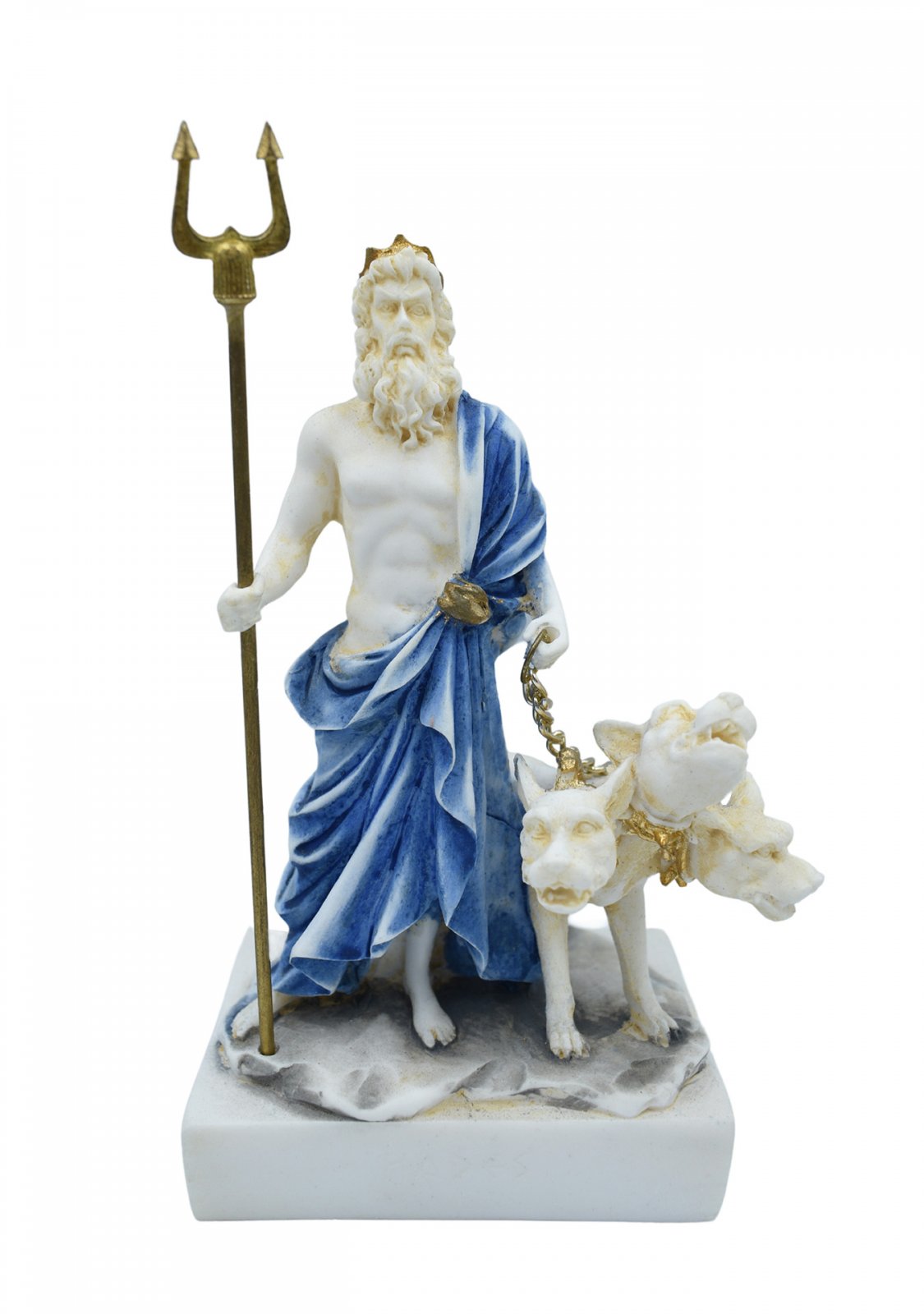 Hades, Pluto, God of the dead and the king of the underworld, small alabaster statue with color