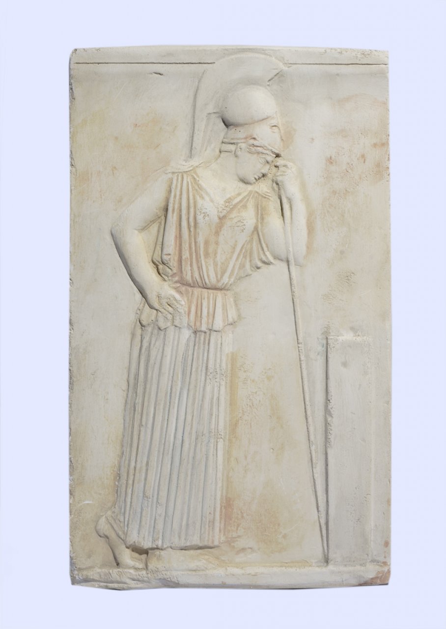 Greek medium plaster relief sculpture of The Mourning Athena