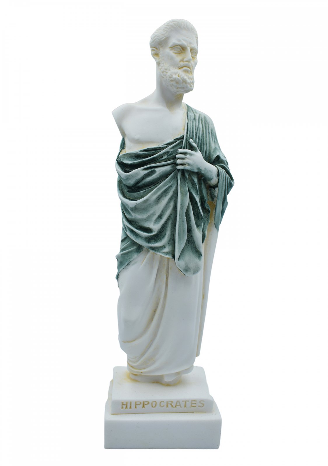Hippocrates, greek alabaster statue with color