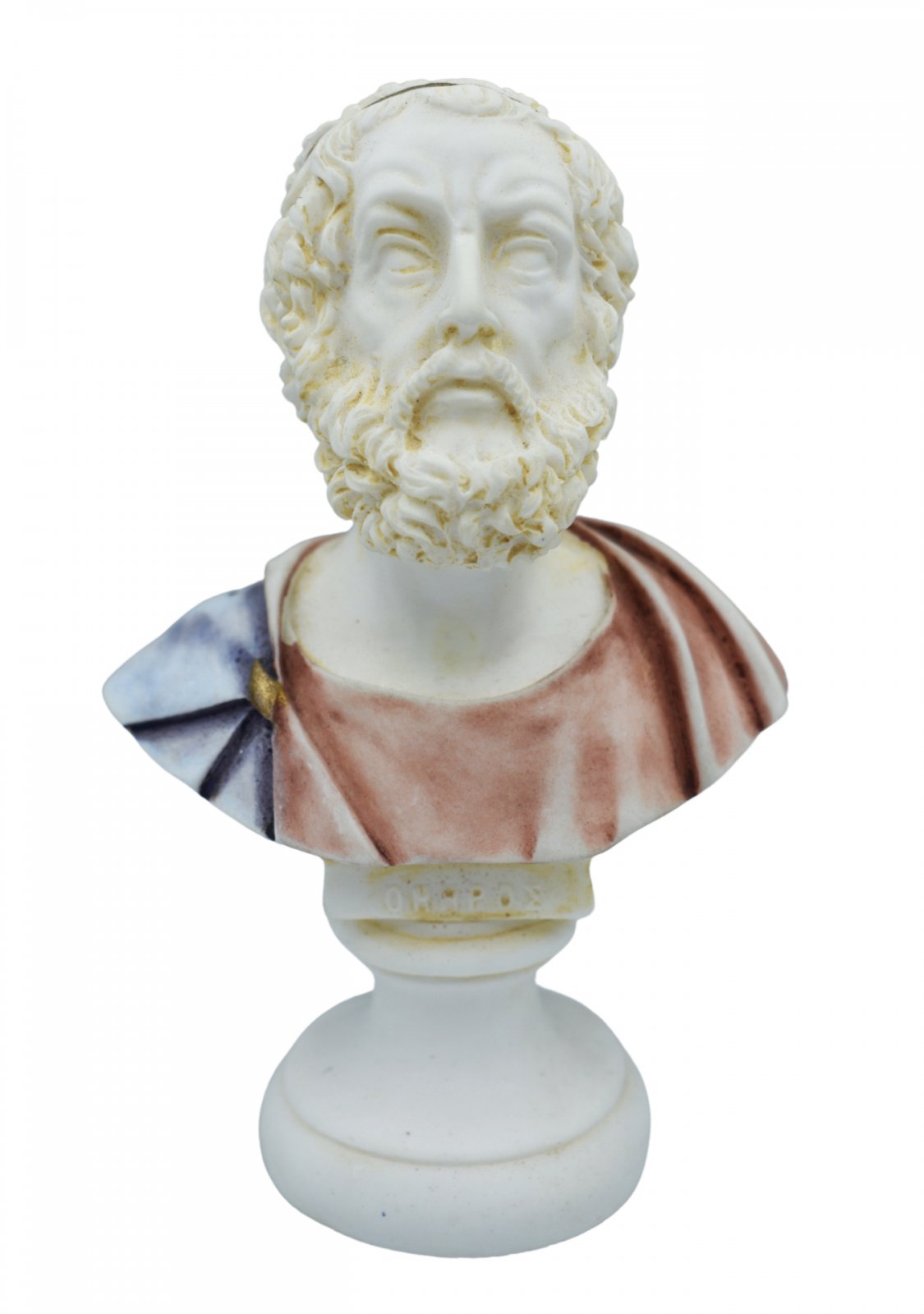Homer alabaster bust statue with color