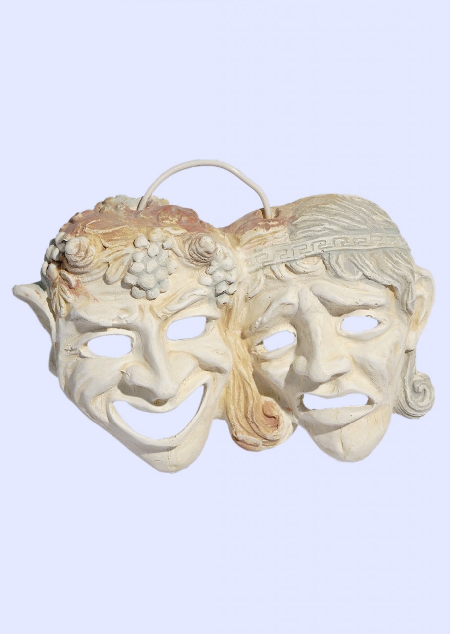 Comedy and drama greek plaster mask statue