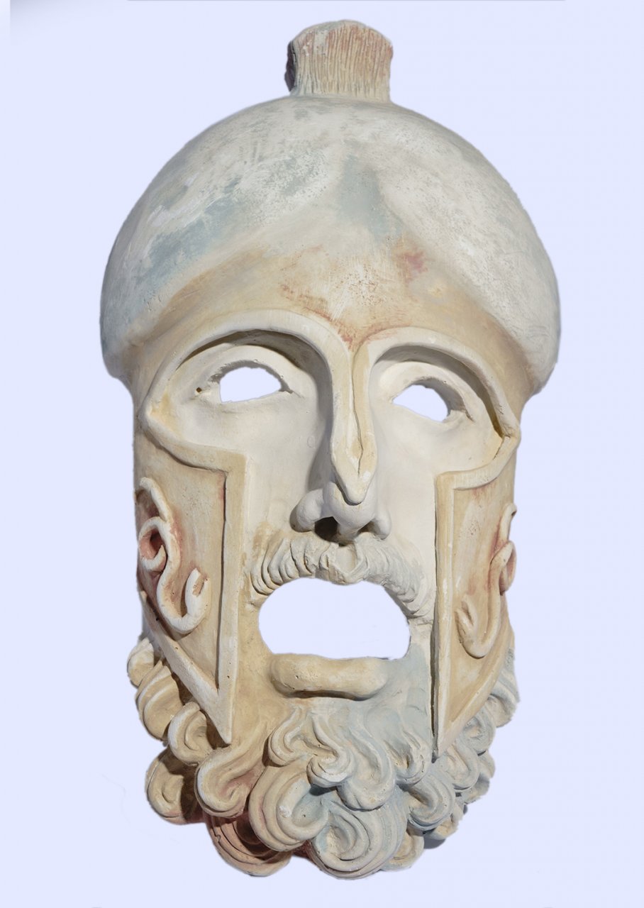 Greek large plaster mask sculpture of Ares, the god of war