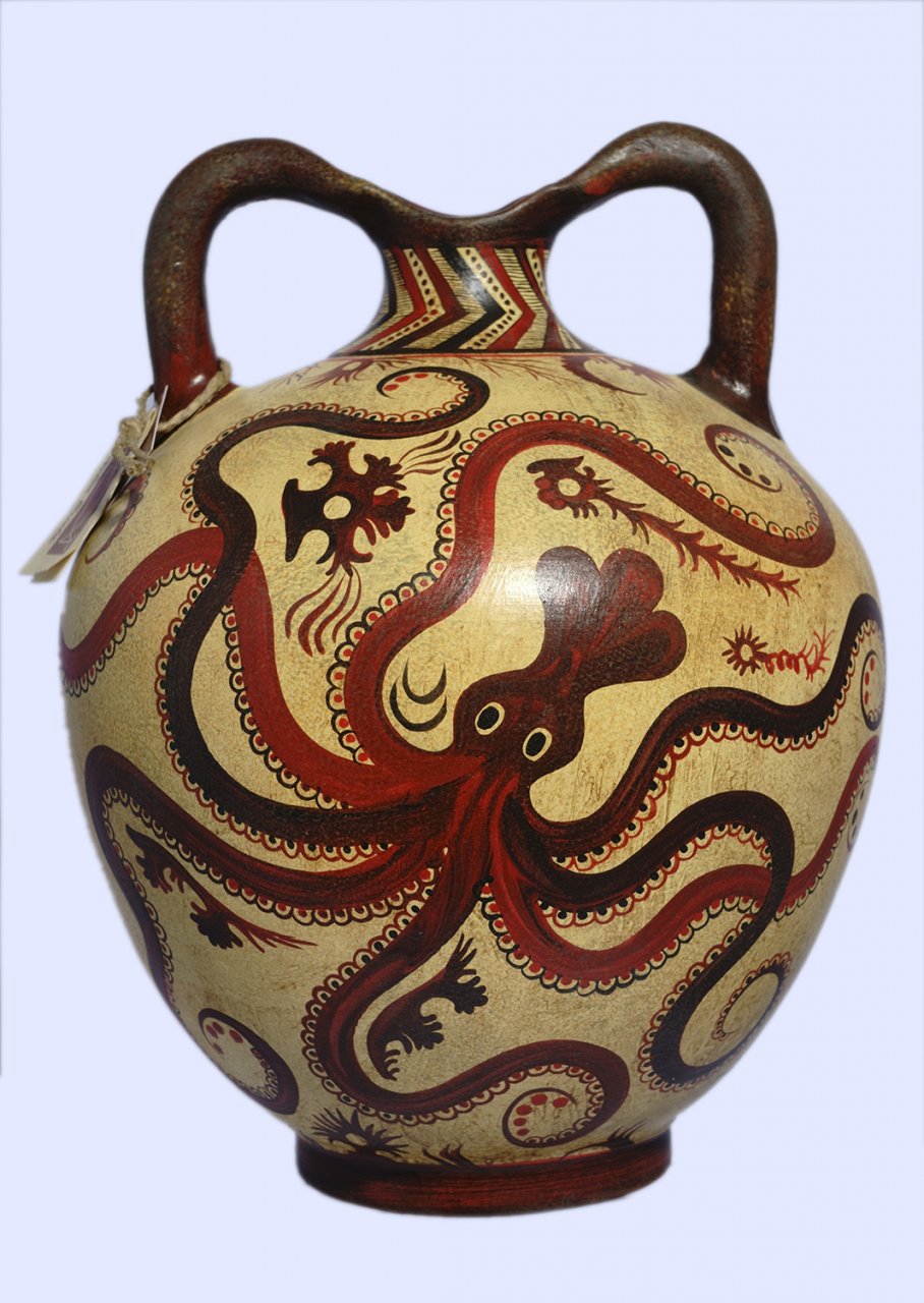 Minoan Greek flask with octopus