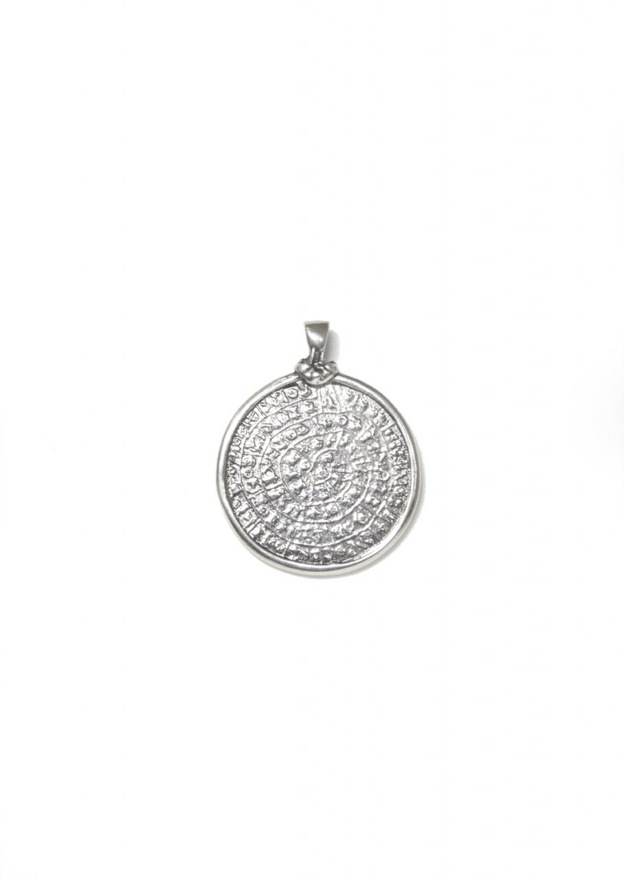 Large thick Phaistos Disc greek silver pendant