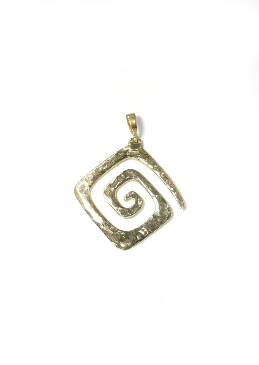 Greek Hammered Spiral Pendant Gold Plated