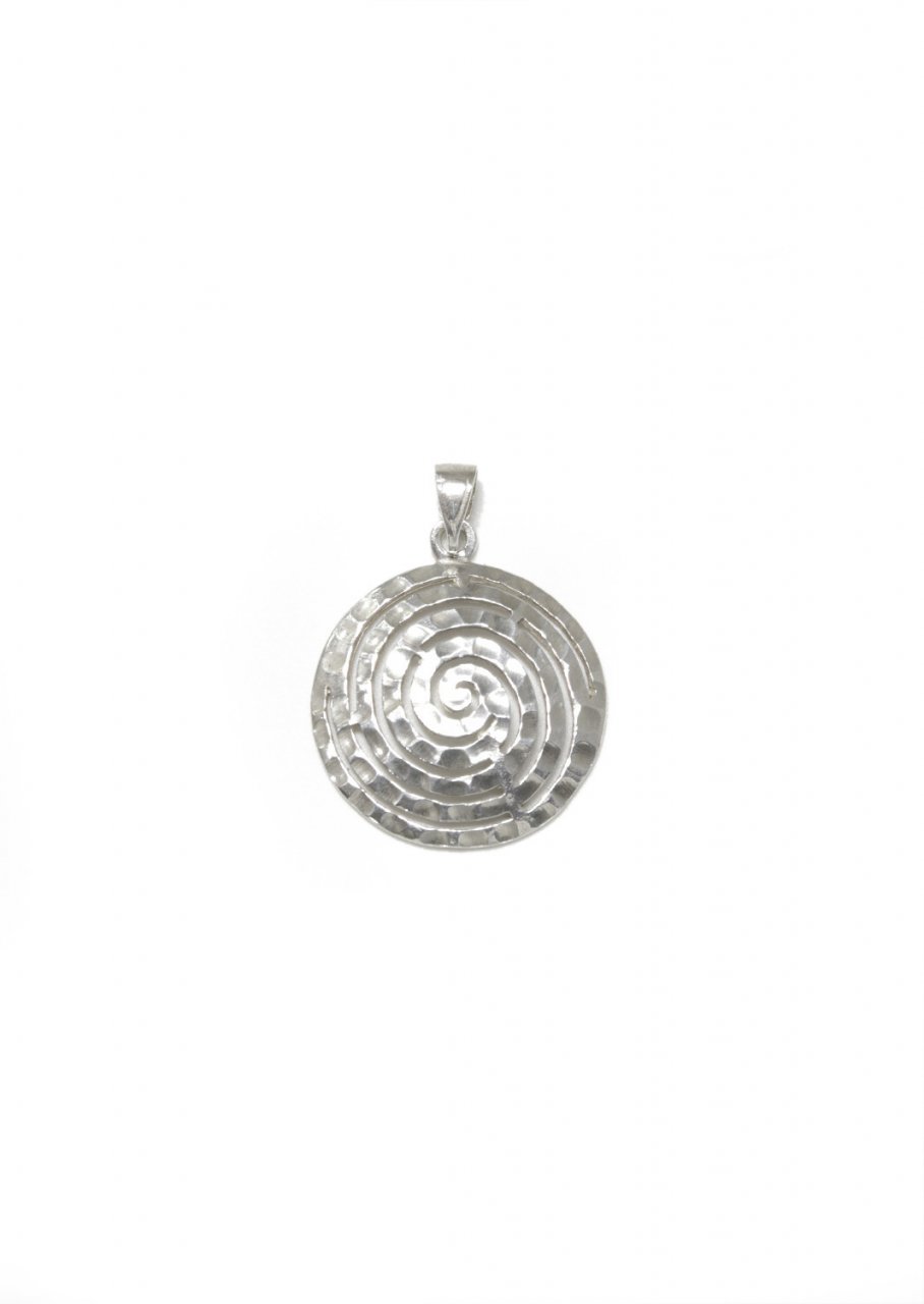Greek hammered spiral pendant the symbol of eternity