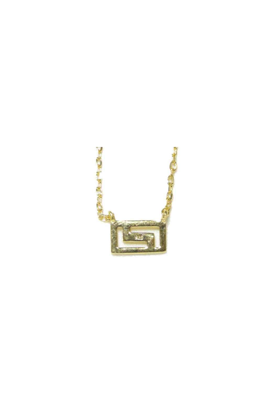 Greek key design - meander gold plated silver necklace