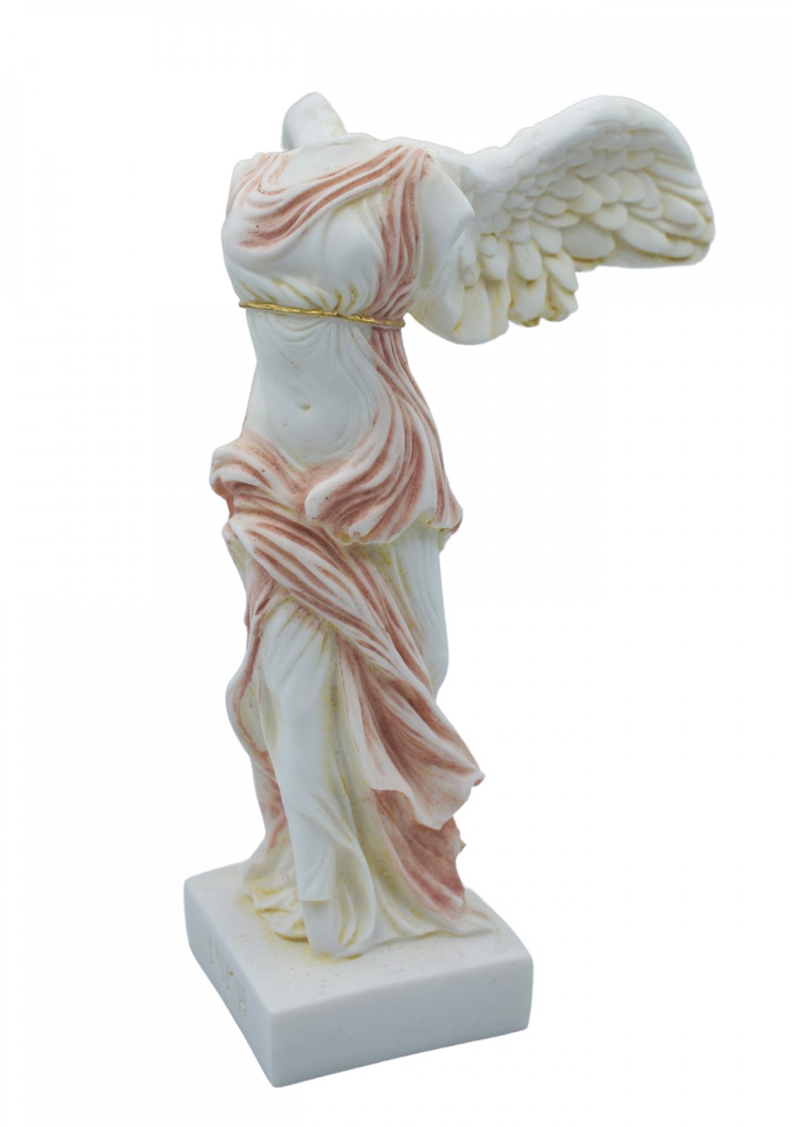 Nike of Samothrace greek alabaster statue with color