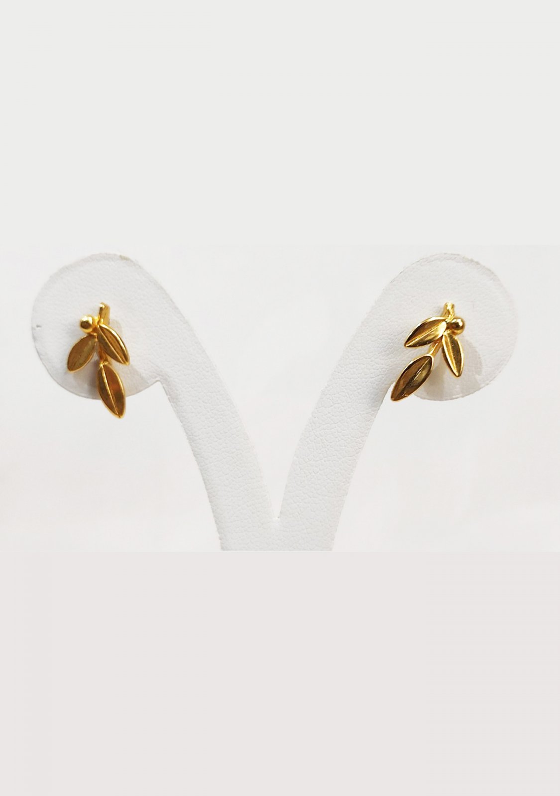 Greek olive branch gold plated silver stud - dangle earrings