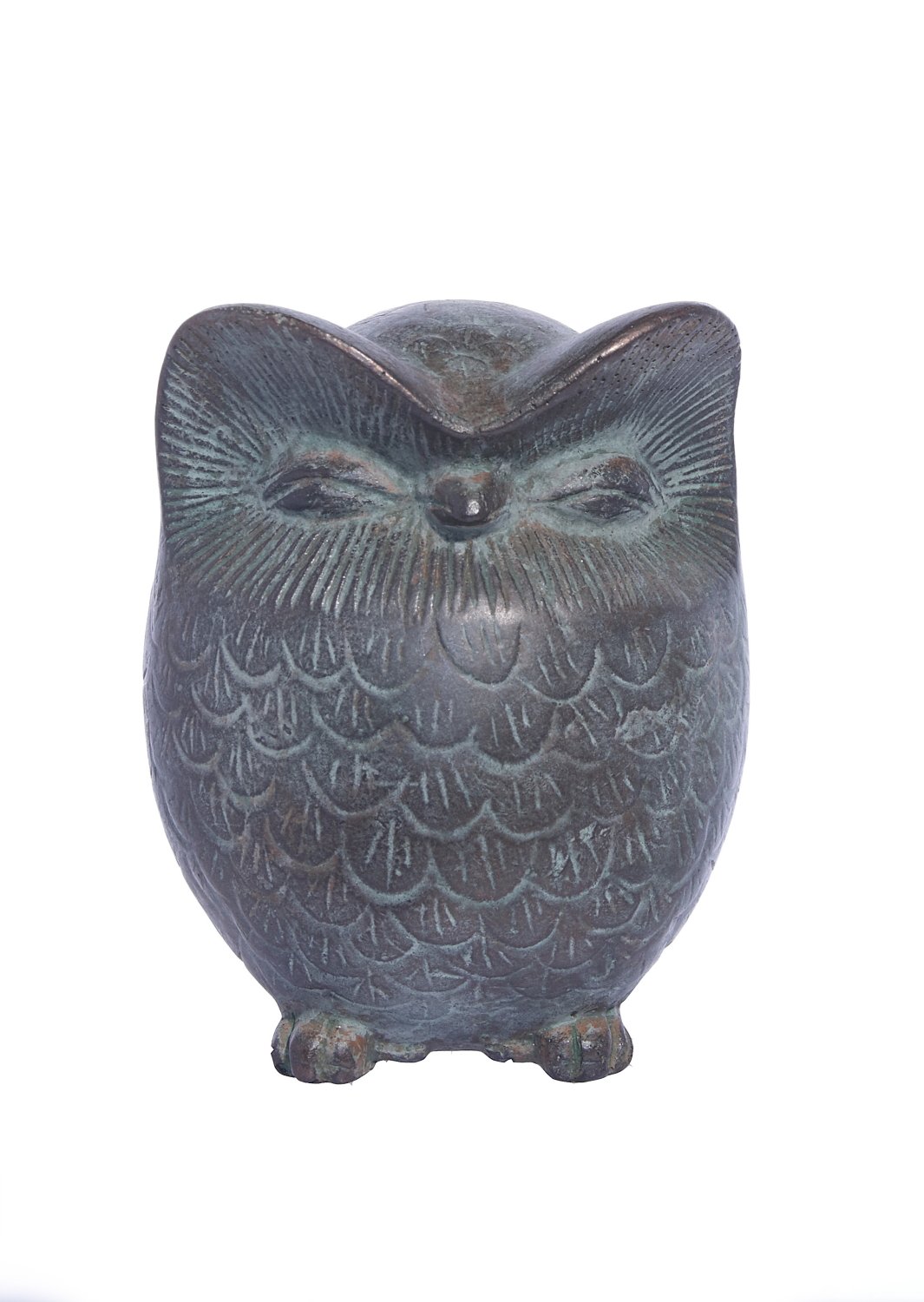 Owl green plaster statue, the symbol of wisdom (No.1)