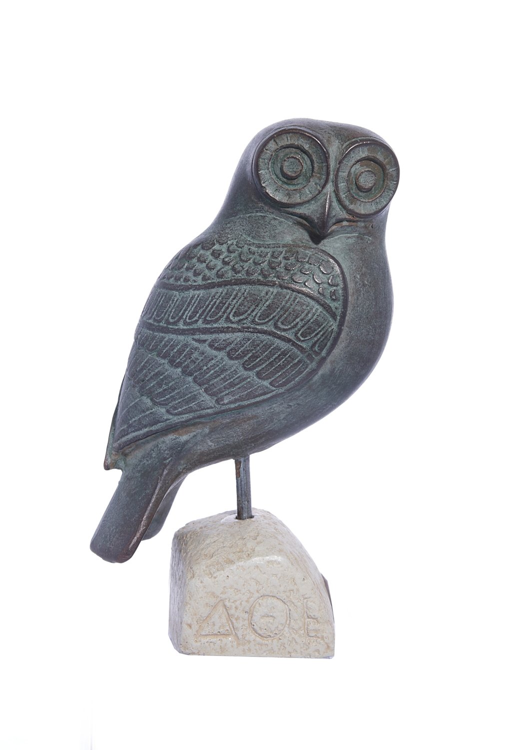 Owl green plaster statue, the symbol of wisdom (No.3)