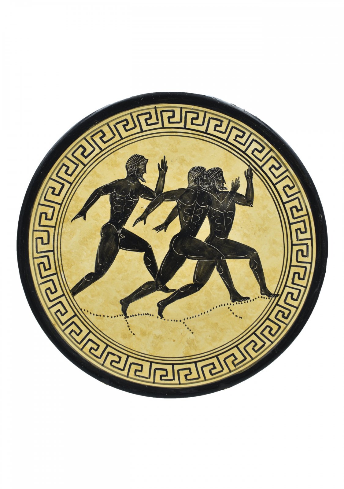 Greek ceramic plate depicting Marathon Runners
